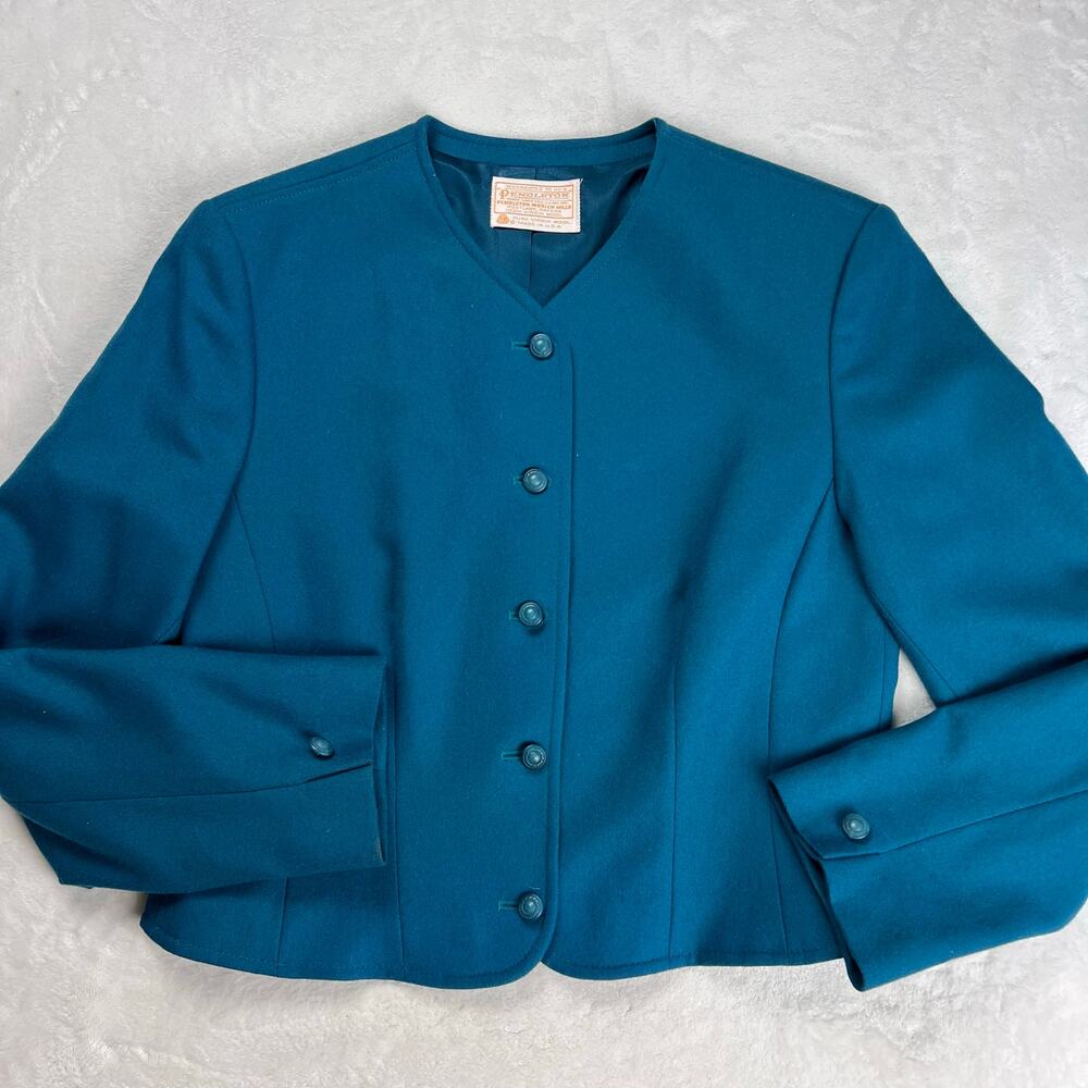 Pendleton Vintage women’s wool Blazer Jacket Button Down turquoise size 6 USA